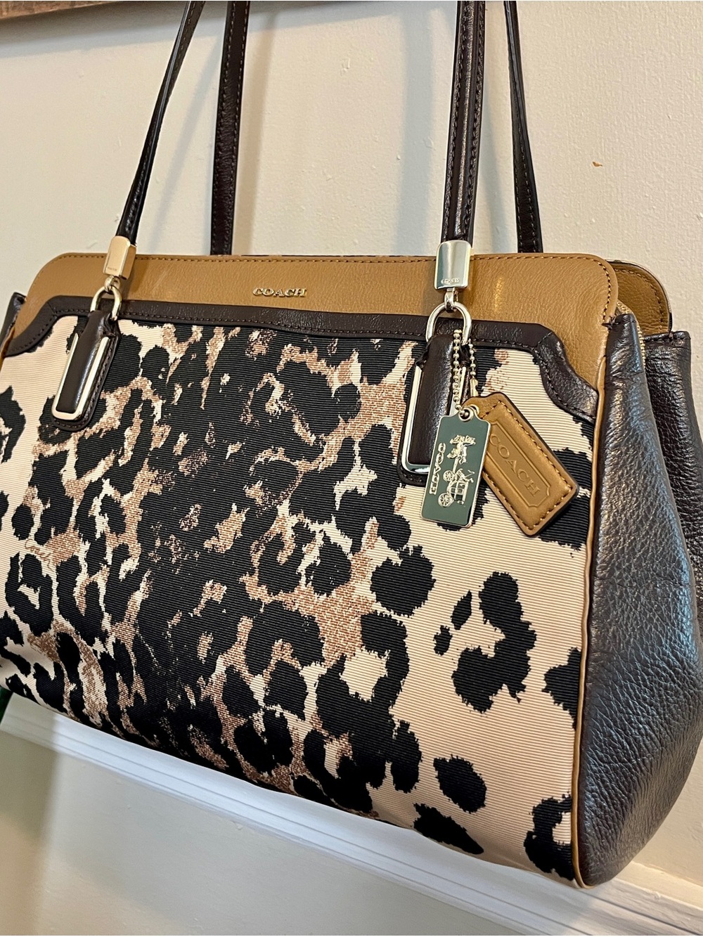 Authentic Coach Leopard Print Tote in Tan and Black - Picture 3 of 10